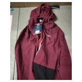 Reebok Men s Full Zip Color Block Drawcord Adjustable Hood Training Woven Jacket (Maroon/Black XL)