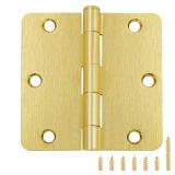 JIW Door Hinges 3.5 inch 1/4" (18 Pack, Satin Brass)