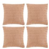 Fancy Homi 4 Packs Peach Decorative Throw Pillow Covers 26x26 Inch for Living Room Couch Bed, Rustic Modern Farmhouse Boho Home Decor, Soft Plush Corduroy Cute Square Accent Cushion Case 66x66 cm