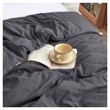 EXQ Home Washed Cotton Duvet Cover for Weighted Blanket 60x80 inches, Machine Washable Duvet Cover with 8 Ties (Light Grey,Duvet Cover only)