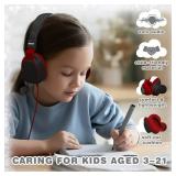 MIDOLA Volume Limited 85/110dB Kids Headphone Over-Ear/On-Ear Foldable Sound Noise Protection Headset with Inline AUX 3.5mm Cord w/Mic for Child School Cellphone Pad PC Notebook Black