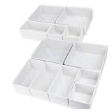 12 Pack Drawer Organizers for Clothing, Foldable Clothes Drawer Organizer for Underwear, Folded Clothes, Baby Clothing, Socks, Bra, Towels, Ties - Multi-pack Clothes Organizer Storage Box (White)