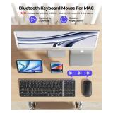 Wireless Bluetooth Keyboard and Mouse for Mac, Multi-Device Rechargeable Slim Keyboard and Mouse Stainless Steel Full Size, Compatible with MacBook Pro/Air, iPad, iMac - Space Gray