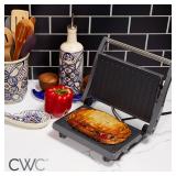 COOK WITH COLOR Panini Maker: 2-Slice Press Grill, 760W Power, Non-Stick Plates, Cool Touch Handle, Compact Design, Fast Cooking - Ideal for Delicious Paninis, Grey