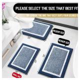 OLANLY Bathroom Rugs 30x20, Extra Soft and Absorbent Microfiber Bath Mat, Non-Slip, Machine Washable, Quick Dry Shaggy Bath Carpet, Suitable for Bathroom Floor, Tub, Shower (Medium, Navy)