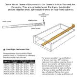 Hickory Hardware Bottom Centered Drawer Mount,Not Compatible with Side Mount Drawers,Heavy Duty Center Drawer Slide for Cabinet & Dresser Drawers,Easy Open & Soft Close Glide Track,16 Inch,P1029/16-2C