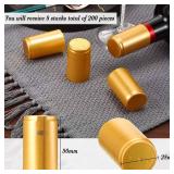 Zonon 200 Pieces PVC Heat Shrink Capsules Hot Sauce Bottles 28 x 50mm Wine Bottle Capsules Shrink Caps for Wine Bottles, Woozy Bottles 5oz 10oz(Gold)