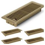 Floor Vents Floor Registers 4x12 inch, Heavy Duty Metal Heat Air Vent Covers 4 X 12 with Rust Proof Finish for Home Office Wall Floor Registers Grilles & Vents (4, Brown, 4x12 Inches)