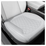 SCDOOCA Front Bottom Car Seat Cover, Luxury Leather Seat Covers Compatible with Tesla Model Y/3 2024 2023 2022 2021 2020, Breathable and Waterproof Tesla Model Y/3 Accessories(White, 1 PC)