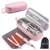 ELCUPA 2IN1 Hair Tools Travel Bag with Heat Resistant Mat for Flat Irons, Straighteners, Curling Iron, Hair Dryer Case Compatible with Revlon One-Step Hair Dryer, Shark Flexstyle, Hair Essentials