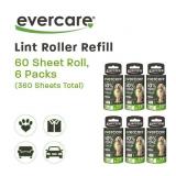 Evercare Pet, Lint Roller Refill, 60 Sheet Roll (6 Pack), 360 Sheets Total, Assorted Color (619181)