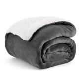 Bedsure Sherpa Fleece Throw Blanket for Couch - Thick and Warm Blanket for Winter, Soft Fuzzy Plush Throw Blanket for All Seasons, Charcoal, 50x60 Inches