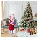 White 30 Inch Faux Fur White Christmas Tree Skirt, Suitable for Xmas Tree Decoration and Vacation House