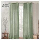 XTMYI Sage Green Linen Curtains 96 Inches Long for Living Room,Boho Closet Curtains for Bedroom Closet Door Neutral Nursery Boy Teens Girls Room