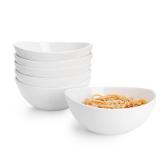 Sweese 7 Inch Porcelain 28 oz Bowls Set of 6, for Soup | Cereal | Pasta | Salad | Ramen | - Microwave, Dishwasher, and Oven Safe - White