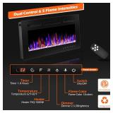 BETELNUT 30" Electric Fireplace Wall Mounted and Recessed with Remote Control, 750/1500W Ultra-Thin Wall Fireplace Heater W/Timer Adjustable Flame Color and Brightness, Log Set & Crystal Options - Ret