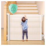 Momcozy Baby Gate, Auto Lock Retractable Baby Gate or Dog Gate, ãAuto Lockã33â Tall, Extends to 55â Wide, Mesh Safety Baby Gate for Stairs, Indoor, Outdoor, Doorways, Hallways