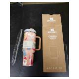 Christmas Tumbler 40 oz Pink Tumbler with lid, handle, and Straw, Insulated Coffee mug Stainless Steel Water Bottle for Christmas Holiday