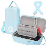 Blue Cat Paw Carrying Storage Case Compatible with Nintendo Switch/Switch OLED Model, Portable Travel Hard Shell Bag with Handle and Shoulder Strap for Switch Console, Pro Controller, Accessories