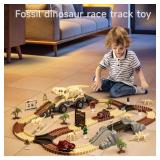 TUMAMA Dinosaur Toys Race Car Track, Flexible Dinosaur Track Toys Set, Create a Dinosaur World Road Race, Birthday for 3 4 5 6 7 Years Old Boys Girls Kids