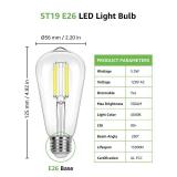 Lepro Dimmable LED Edison Bulbs 4000K Netural White, 5.5W, 60 Watt Equiv. E26 Light Bulbs Medium Base ST19 Edison Light Bulb Antique Style Filament Vintage Decoration, Clear Glass 500 Lumen, 6-Pack