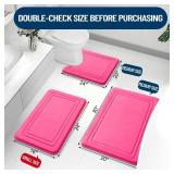 Grandaily Memory Foam Bath Mat Rug 30x20, Ultra Soft, Non-Slip and Absorbent Bathroom Rugs, Machine Wash Dry, Comfortable Bath Rug Carpet for Bathroom Floor, Tub and Shower, Deep Pink