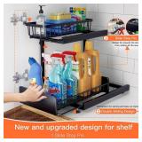 Under Sink Organizer 2 Tier Under Sink Organizers and Storage,Slide Out Pull Out Cabinet Organizer Shelf, Sliding Drawer Metal Height Adjustable Shelves For Kitchen Bathroom Organization Rack