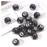 SEWACC Round Beads 50pcs Acrylic Round Billiards Beads Number 8 Billiards Beads Black Chunky Bubblegum Ball Beads for Jewelry Making Crafts Circle Beads