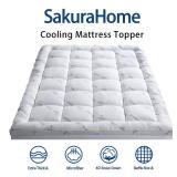 Mattress Topper Queen Size, Cooling Extra Thick Breathable Viscose Made from Bamboo Mattress pad, Soft Quilted Fitted Mattress Cover with 1000 GSM Down Alternative Fill (8-21" Deep Pocket)