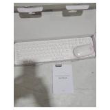 seenda Wireless Keyboard and Mouse, USB & Type C Keyboard Mouse Combo, Full Size White Wireless Keyboard Compatible for Win 7/8/10, MacBook Pro/Air, Laptop, PC - White