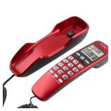 ASHATA Mini Wall Phone,DTMF/FSK Wall Corded Telephone with Incoming Caller ID LCD Display,Home Office Hotel Landline Phone with 38 Incoming Memories/Call Back Function(Red)