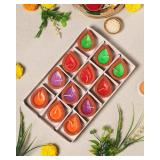 Set of 12 Diwali Wax Diya Decoration Item Gift Terracotta Colorful Handmade Decorative Clay Diya Wax Lamp Diwali Gift Box Navratri Puja Festival Lighting Indian Oil Lamp