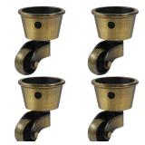 Luomorgo 4 Pack Antique Caster Cups Furniture Casters Wheels Zinc Alloy Swivel Cup Casters Round Cup Caster for Cabinet Patio Table Chair (1-3/4 Inch OD, Brass Bronze)