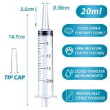 20ml Syringe for Liquid, Oral, Scientific Labs, Measurement, Dispensing, with Cap- 3 Pack 20ml Syringes