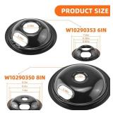 Stove Burner Drip Pans W10288051 Stove Burner Covers-2 Packs 6" W10290353 Black Porcelain Burner Drip Pans and 8" W10290350 Stove Top Covers for Electric Stove Stove by Sikawai