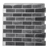 Art3d 10-Sheet Kitchen Backsplash Tiles Peel and Stick, Self Adhesive Wall Tile Sticker for Kitchen Island Bathroom Laundry Room RV Renter 12" x 12" - Smoky Black