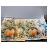 (2) "Happy fall" decorative burlap pillow cases 18x18in.