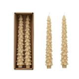 Creative Co-Op Unscented Tree Shaped Taper Candles, Eggnog Beige, Boxed Set Of 2