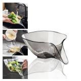 MOTEERLLU Multifunctional Drain Basket with Spout, Kitchen Sink Strainer Drainage Basket Funnel for Food, Kitchen Supplies & Accessories Gadgets for Washing Vegetables & Fruits (Grey)