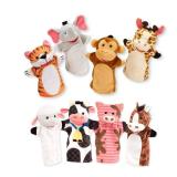 Melissa & Doug Animal Hand Puppets (Set of 2, 4 animals in each) - Zoo Friends and Farm Friends