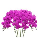 SHACOS 6 PCS Artificial Orchid Stems Bulk Real Touch Large Bloom Orchids 37 inch Tall 9 Blooms Fake Phalaenopsis Flower Home Wedding Decoration (6 PCS, Fuchsia)