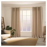 BGment Faux Linen Curtains for Living Room 84 Inch Length 2 Panels Set, Burlap Textured Thick Long Curtains Light Filtering Privacy Window Curtain Drapes with Grommet, 52 Inch Wide Each Panel, Tan