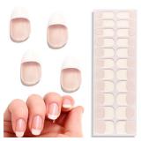 22 PCS Semi Cured Gel Nail Strips Fench Nail Tips UV Nails Gel Nail Stickers Clear Pink French Nail Polish Strips Works with UV Nail Lamp Easy Application & Removal