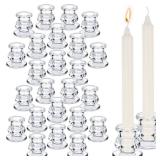 24 Pcs Candlestick Holders Glass Candle Holders 2.2 High Clear Taper Candlestick Holders Wedding Glass Candle Stick Holder for Wedding Decor Wedding Centerpieces Party Supplies