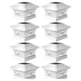 Davinci Lighting Renaissance Solar Outdoor Post Cap Lights - Includes Bases for 4x4 5x5 6x6 Posts - Bright LED Light - Pearl White (8 Pack)