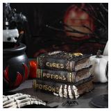 Namalu Witch and Wizard Spellbook Tabletop Decoration, Halloween Resin Witch and Wizard Spellbook Table Decorations, Halloween Resin Book Stack Decor for Home Table Mantel Fireplace (Classic Style)