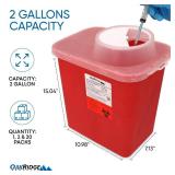 Oakridge Products Large Sharps Container for Home Use and Professional 2 Gallon (1-Pack) with Chimney Top, Biohazard Needle and Syringe Disposal, CDC Certified