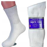 LM 12 Pairs Diabetic Crew Socks Unisex 9-11, 10-13, 13-15 Black Grey White (10-13, White)