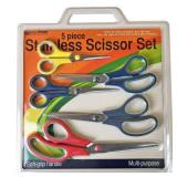 5 Piece Scissors Set Assorted Colors