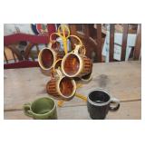 Vintage Made in Japan Coffee Cups with Metal Rack